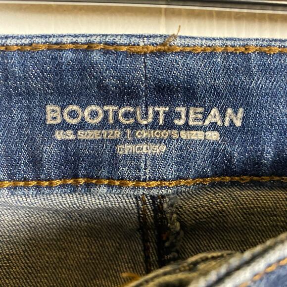 Chico's Blue Cotton Stretch Bootcut Jeans Size 12 - Picture 4 of 6